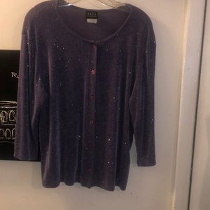 JKLA Vintage Lavender Button Down Sparkly Cardigan.